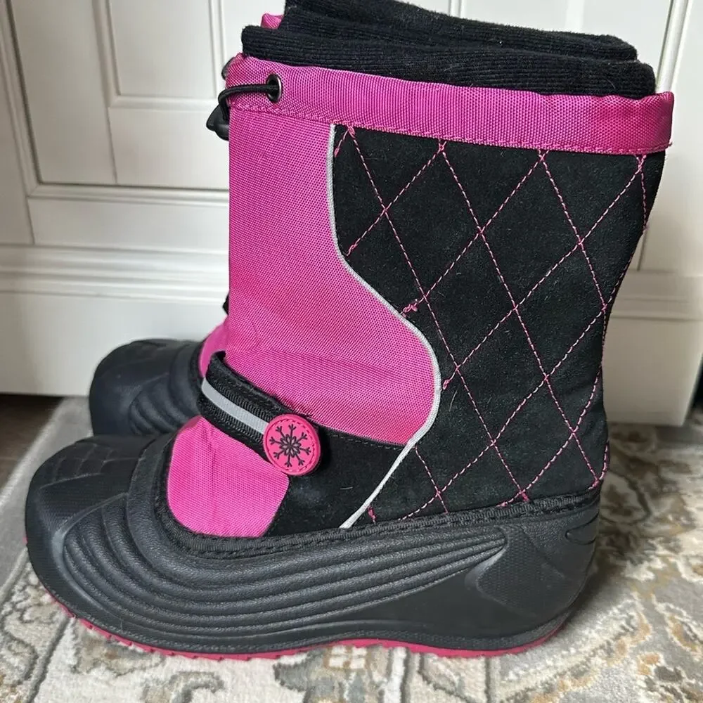 Totes Women’s Winter Snow Boots Pink Black Quilted Waterproof Size 5 M
